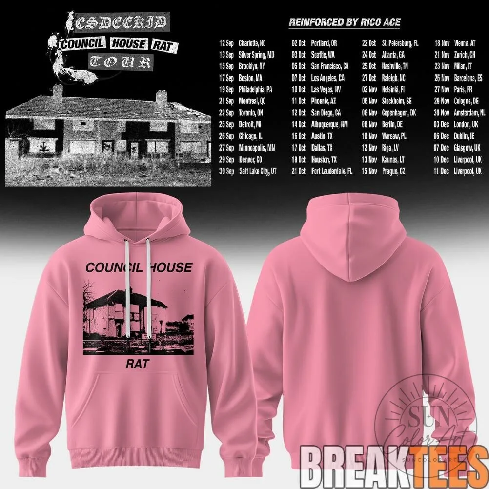 Council House Rat Tour Pink Graphic Hoodie for Men and Women 8 Council House Rat Tour Pink Graphic Hoodie for Men and Women