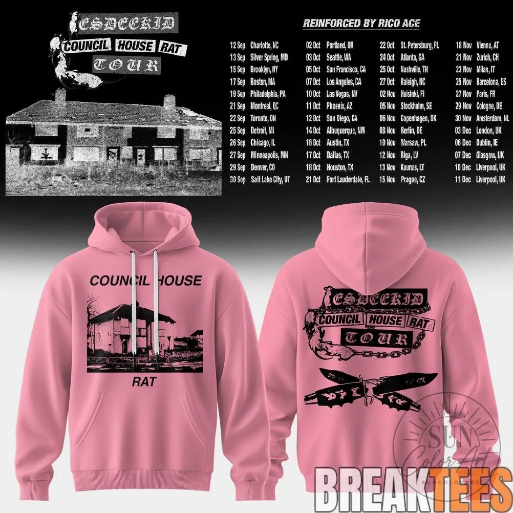 Council House Rat Tour Pink Graphic Hoodie for Men and Women 9 Council House Rat Tour Pink Graphic Hoodie for Men and Women