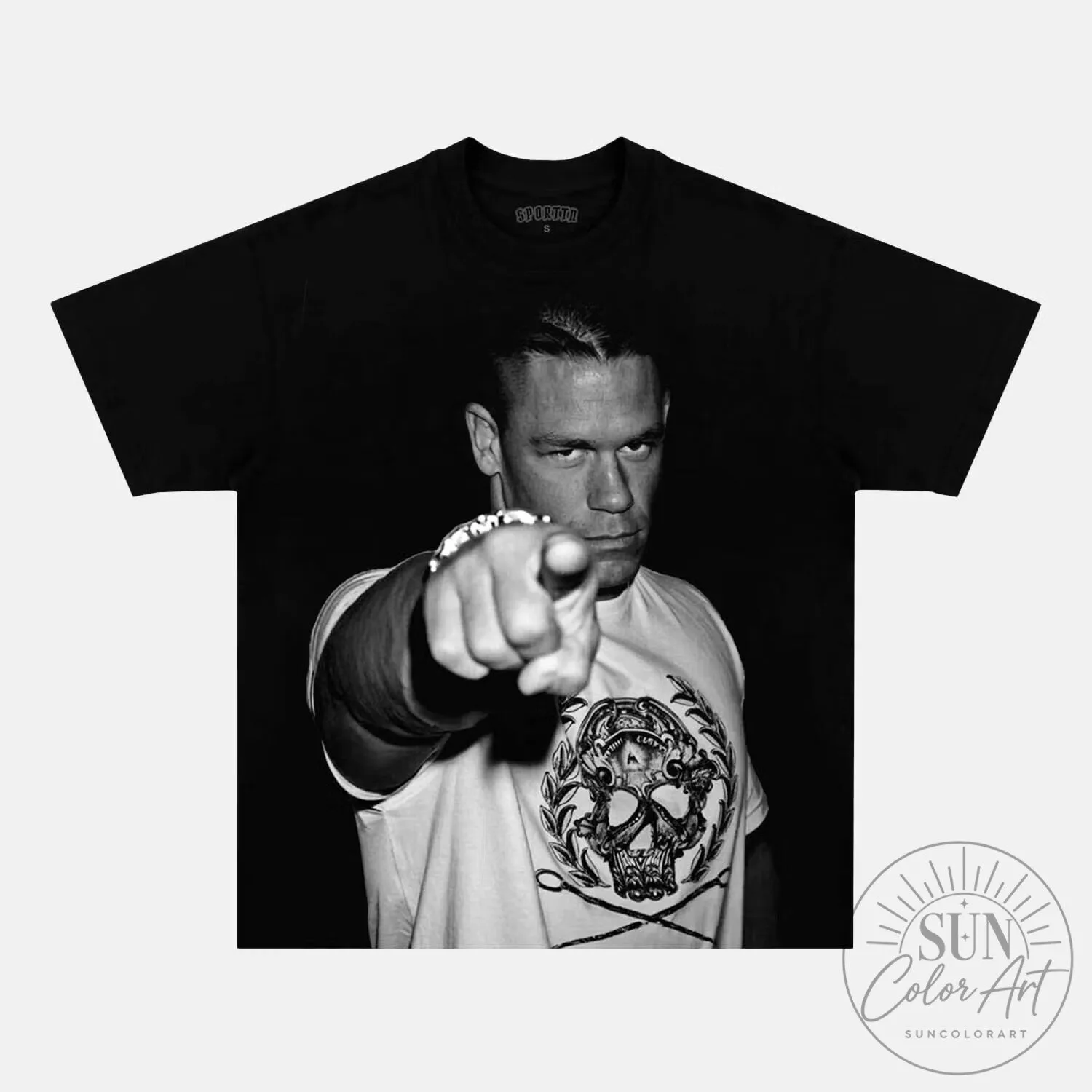 John Cena Vintage Style Black and White Photo Graphic T-Shirt