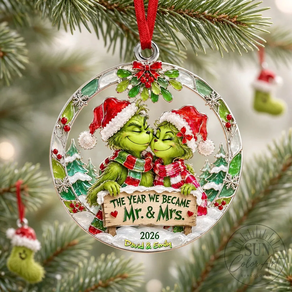 Grinch Personalized Christmas Ornament for Married Couple