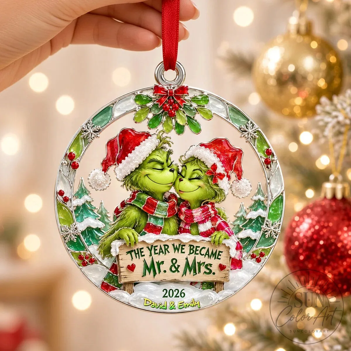 Grinch Personalized Christmas Ornament for Married Couple 6 Grinch Personalized Christmas Ornament for Married Couple