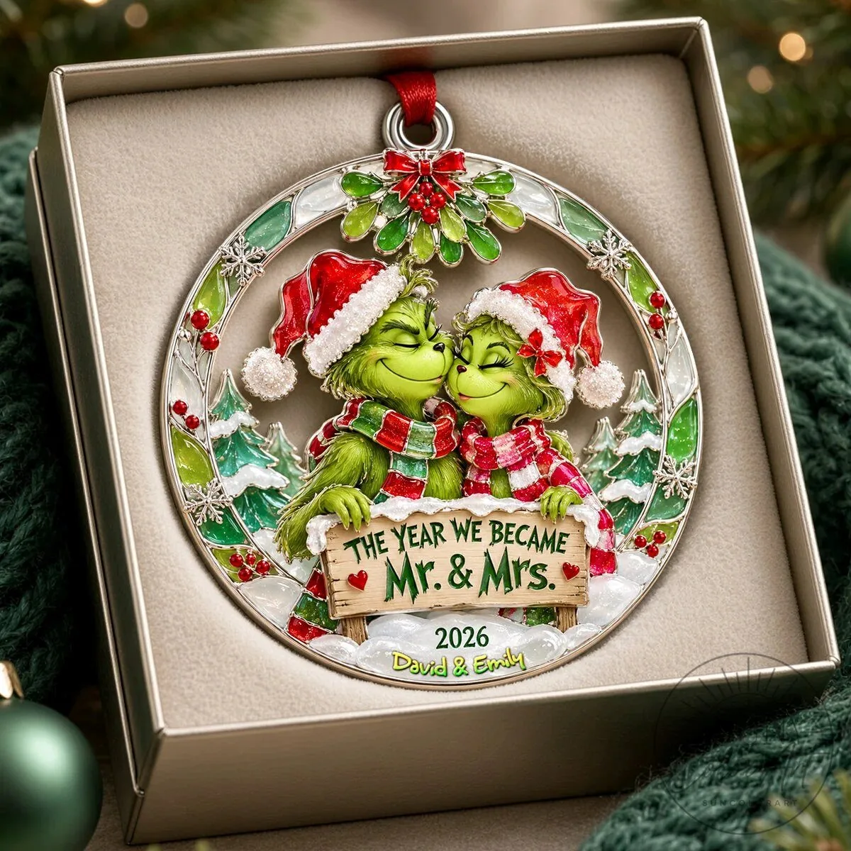 Grinch Personalized Christmas Ornament for Married Couple 7 Grinch Personalized Christmas Ornament for Married Couple