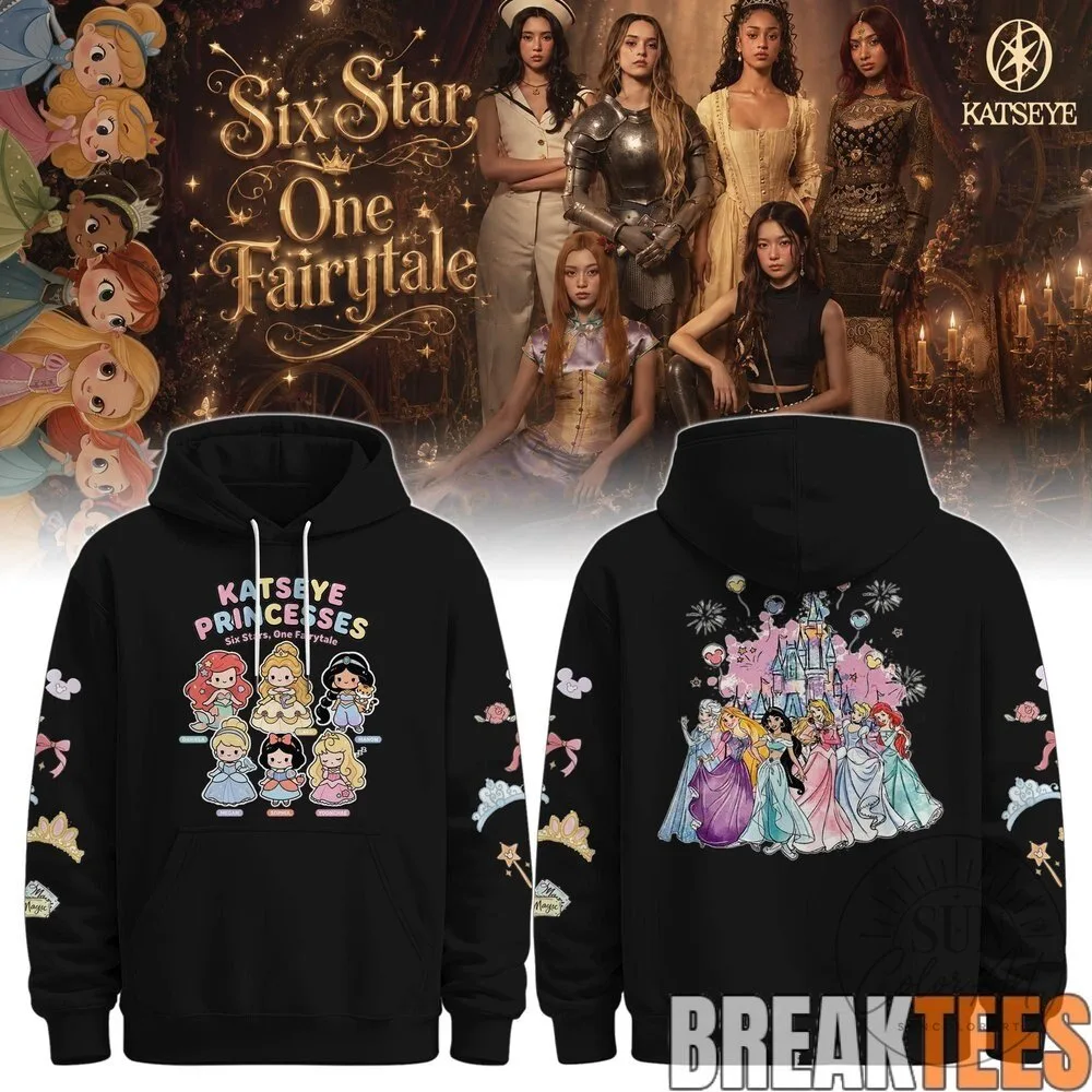 Disney Princesses Katseye Six Star One Fairytale Black Hoodie