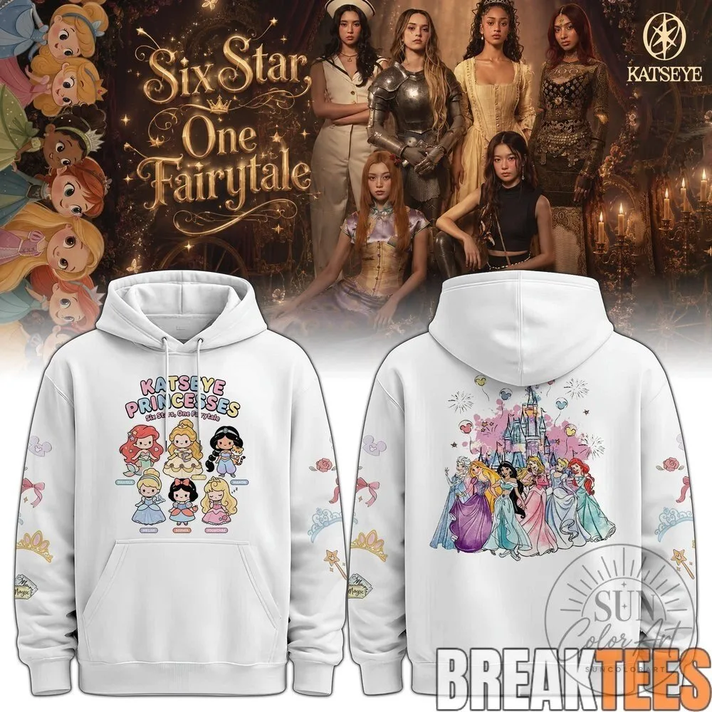 Disney Princesses Katseye Six Star One Fairytale Black Hoodie 7 Disney Princesses Katseye Six Star One Fairytale Black Hoodie