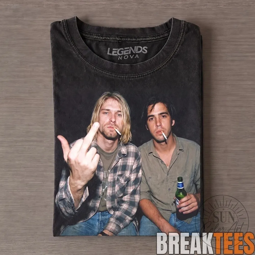 Nirvana Kurt Cobain Middle Finger Vintage Style Graphic T-Shirt