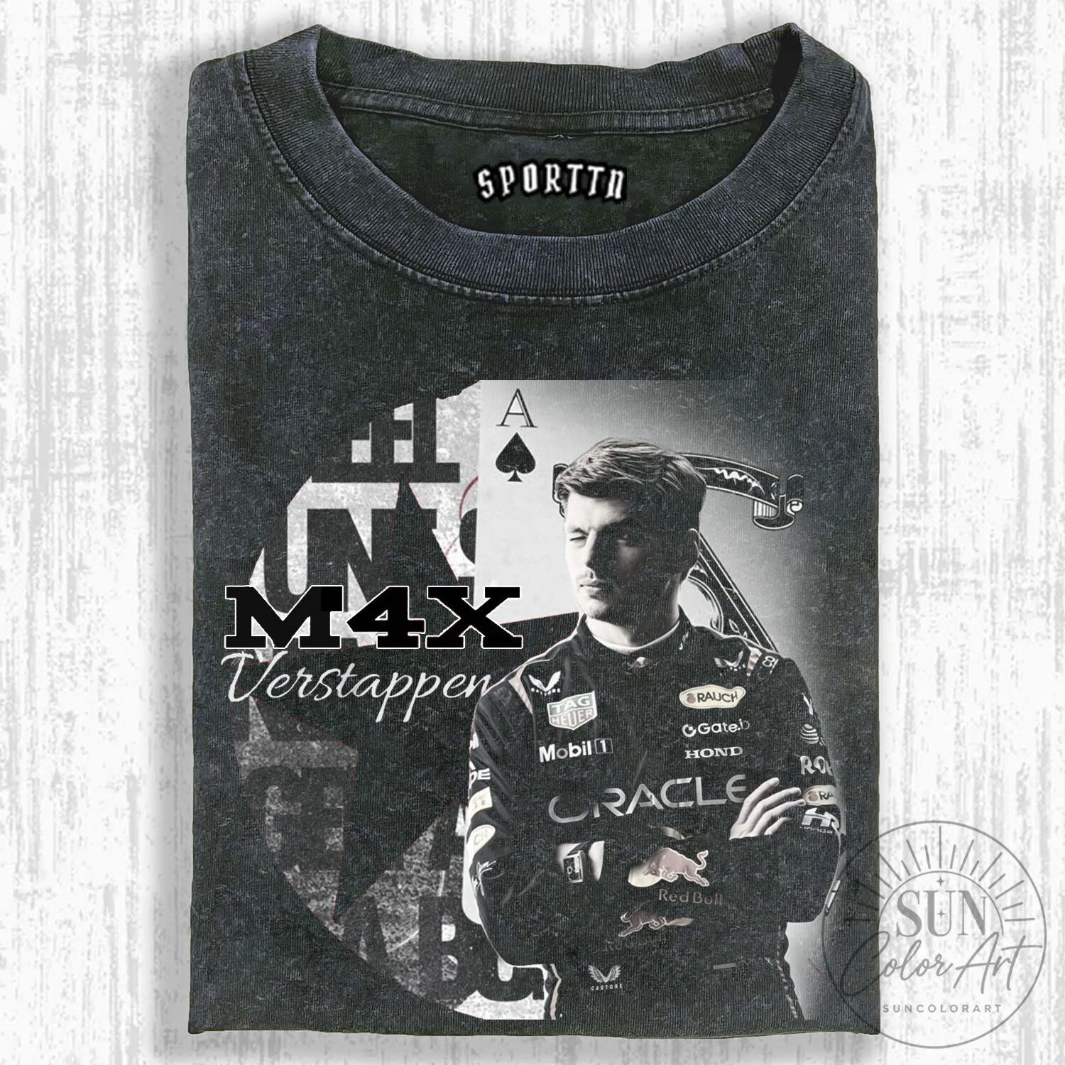 Graphic T-Shirt Featuring a Portrait of Formula One Driver Max Verstappen