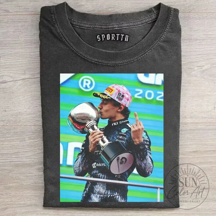 Black Graphic T-Shirt Featuring Kimi Antonelli, Formula One Racing Driver
