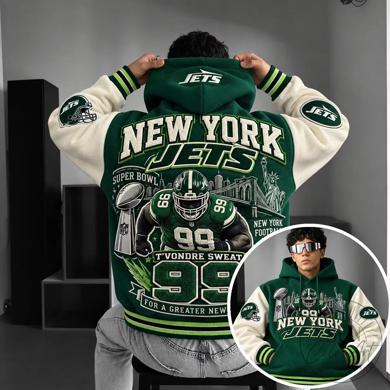 New York Jets T'Vondre Sweat Super Bowl Football Team Hoodie