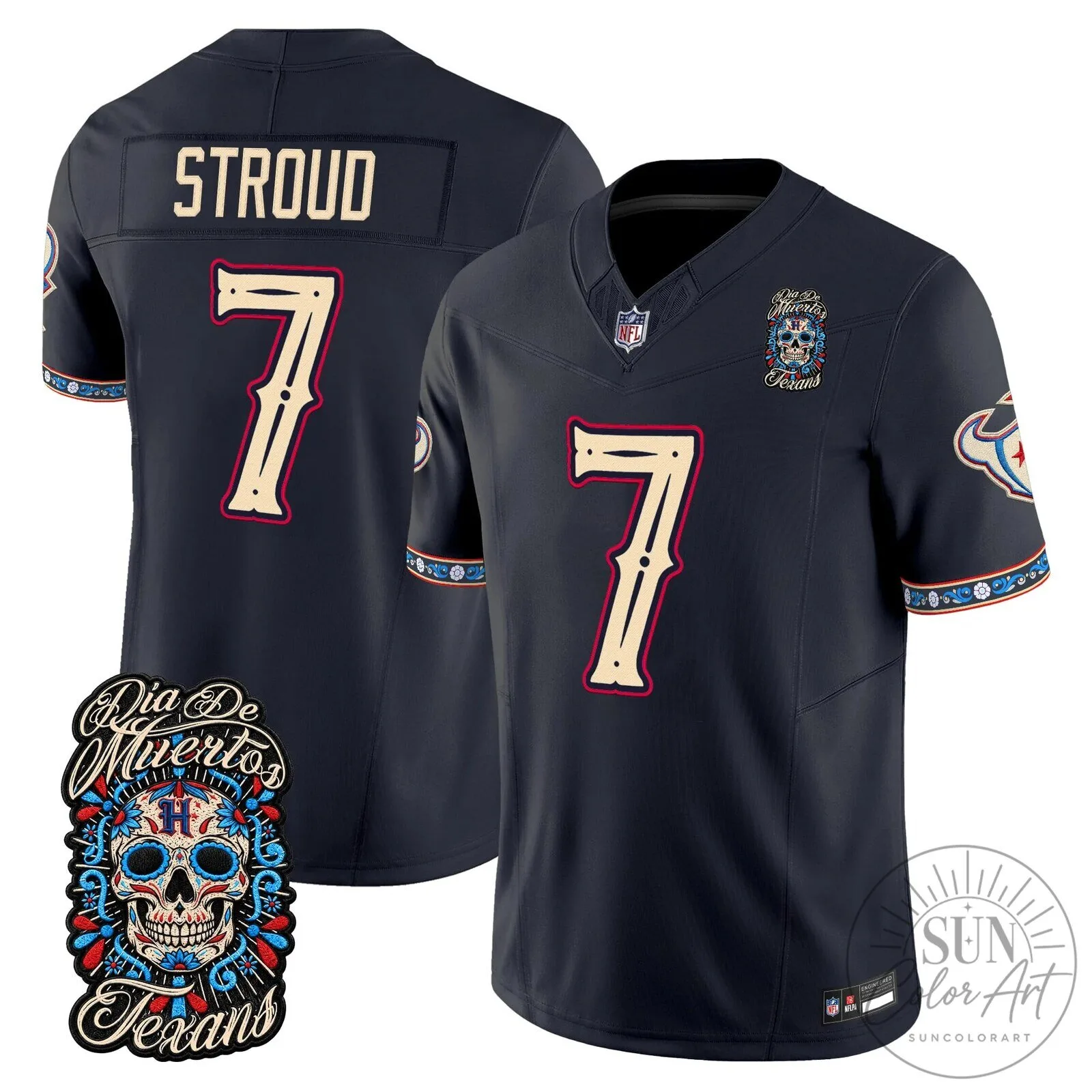 Houston Texans CJ Stroud Number 7 Dia de los Muertos Football Jersey