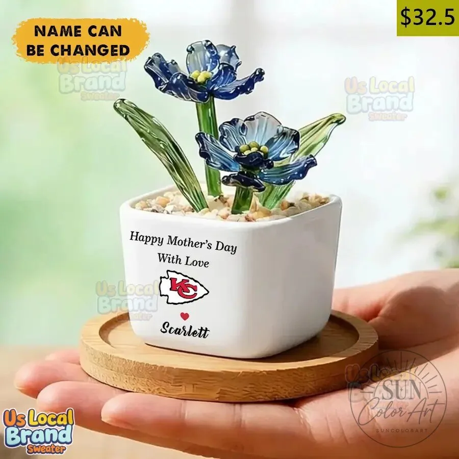 Kansas City Chiefs Birth Flower Glass Pot for Mother's Day Gift 9 Kansas City Chiefs Birth Flower Glass Pot for Mother