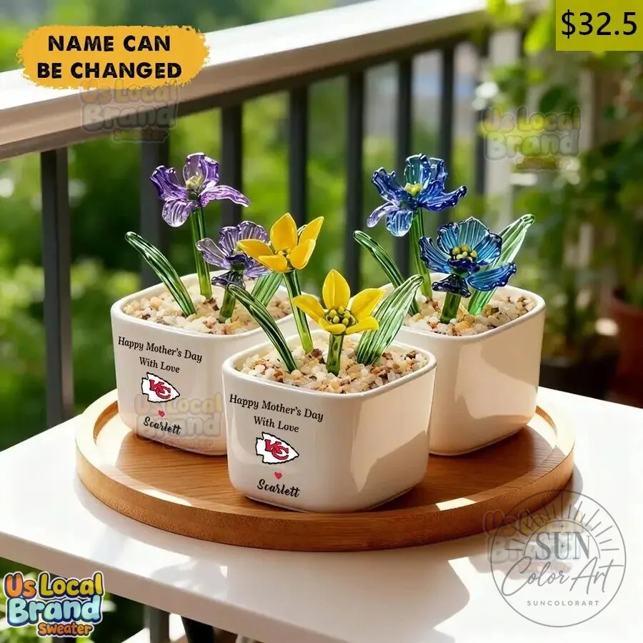 Kansas City Chiefs Birth Flower Glass Pot for Mother's Day Gift 11 Kansas City Chiefs Birth Flower Glass Pot for Mother