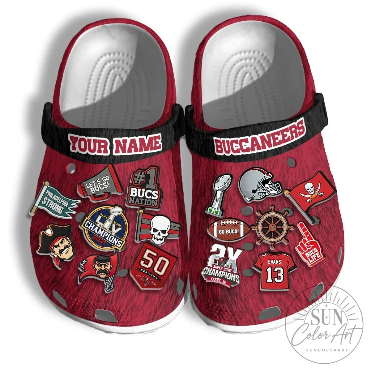 Tampa Bay Buccaneers Football Team Clogs with Jibbitz Charms Gift Set 7 Tampa Bay Buccaneers Football Team Clogs with Jibbitz Charms Gift Set