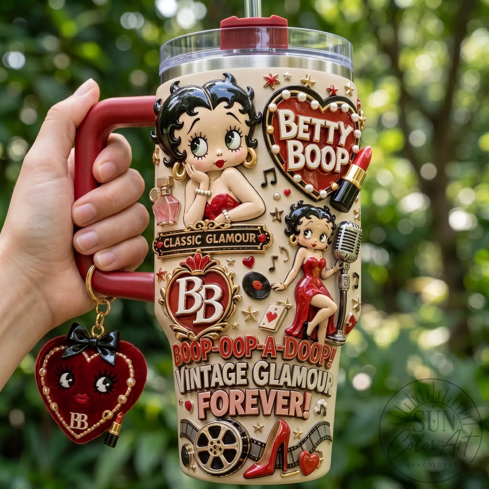 Betty Boop Vintage Glamour Forever 40oz Stainless Steel Tumbler with Handle 8 Betty Boop Vintage Glamour Forever 40oz Stainless Steel Tumbler with Handle