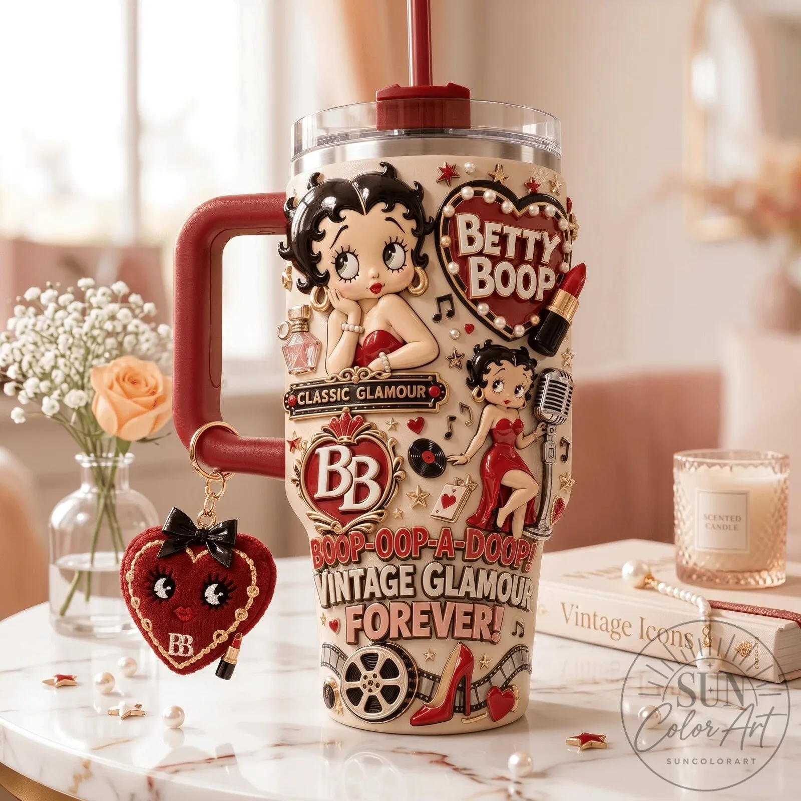 Betty Boop Vintage Glamour Forever 40oz Stainless Steel Tumbler with Handle 9 Betty Boop Vintage Glamour Forever 40oz Stainless Steel Tumbler with Handle
