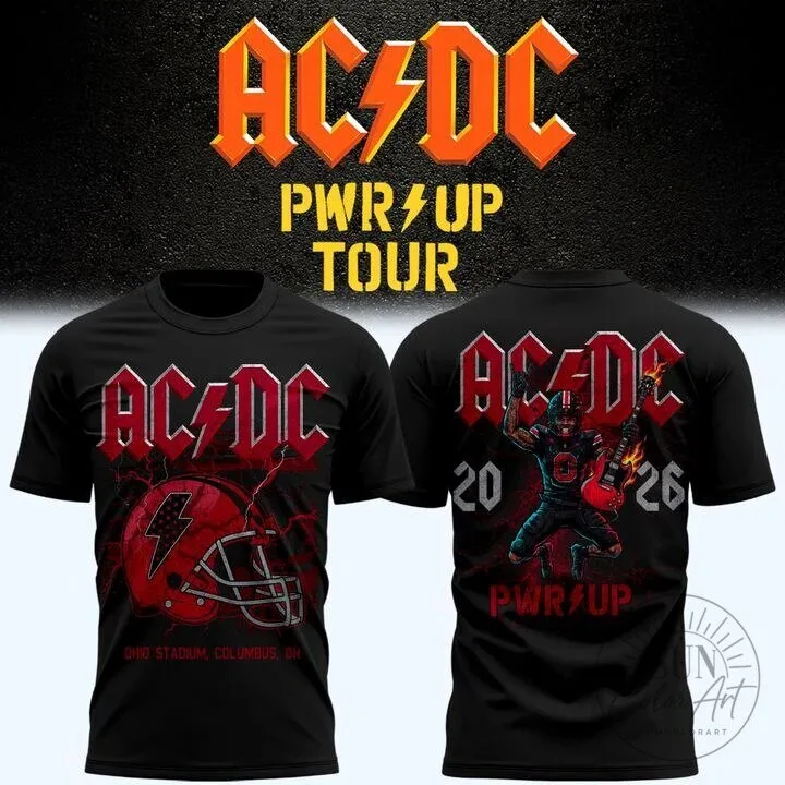 Ohio State Football AC/DC Power Up Tour 2026 Concert Black T-Shirt