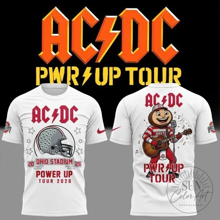 Ohio State Football AC/DC Power Up Tour 2026 White T-Shirt