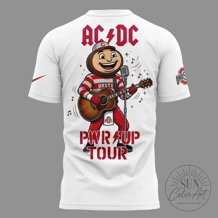 Ohio State Football AC/DC Power Up Tour 2026 White T-Shirt 11 Ohio State Football AC/DC Power Up Tour 2026 White T-Shirt