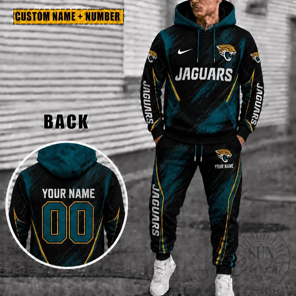 Custom Hoodie and Sweatpants Set for Jacksonville Jaguars Fans