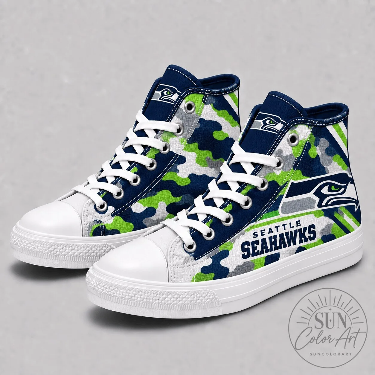 Seattle Seahawks Camouflage High Top Canvas Sneakers