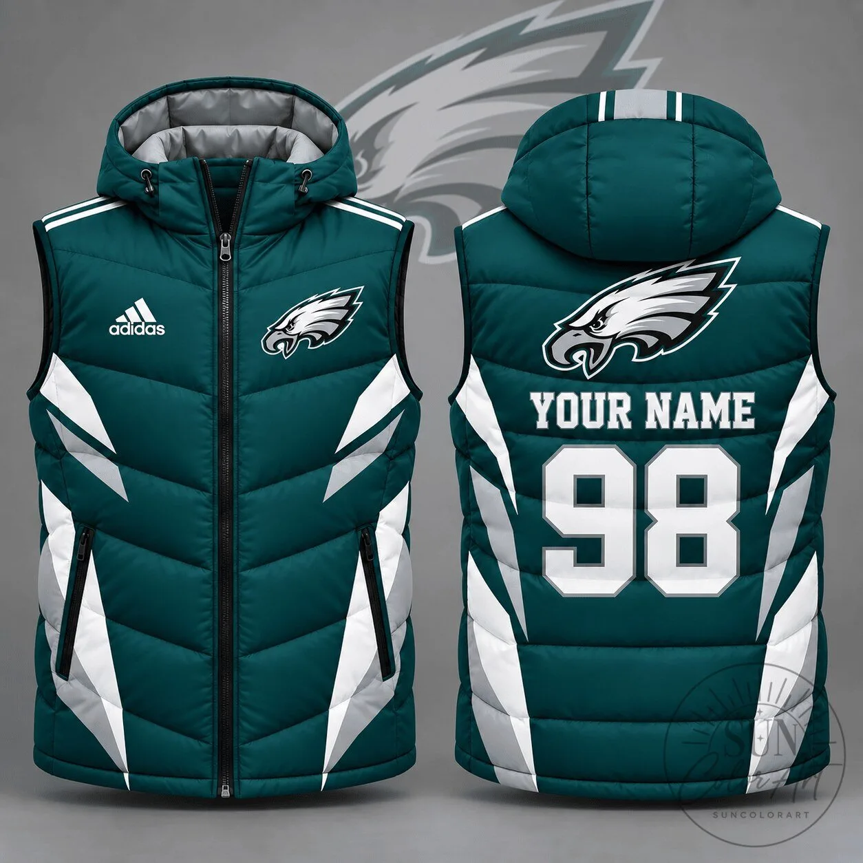 Philadelphia Eagles Personalized Puffer Vest with Custom Name and Number