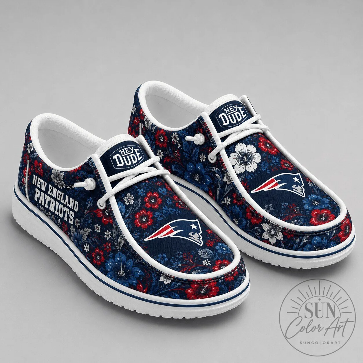 Floral Loafer Shoes Featuring New England Patriots Design