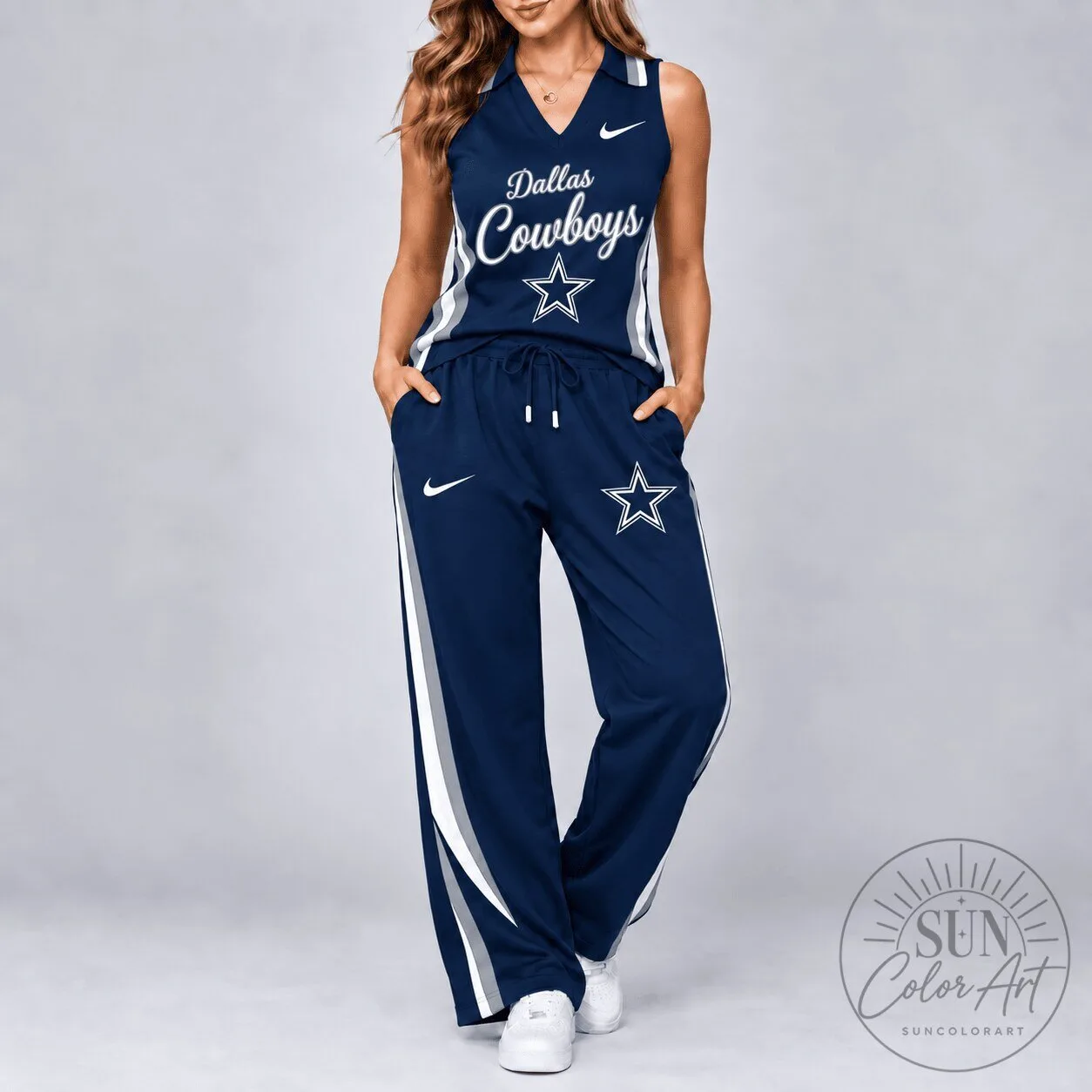 Dallas Cowboys Sleeveless V-Neck Top and Wide Leg Pants Set