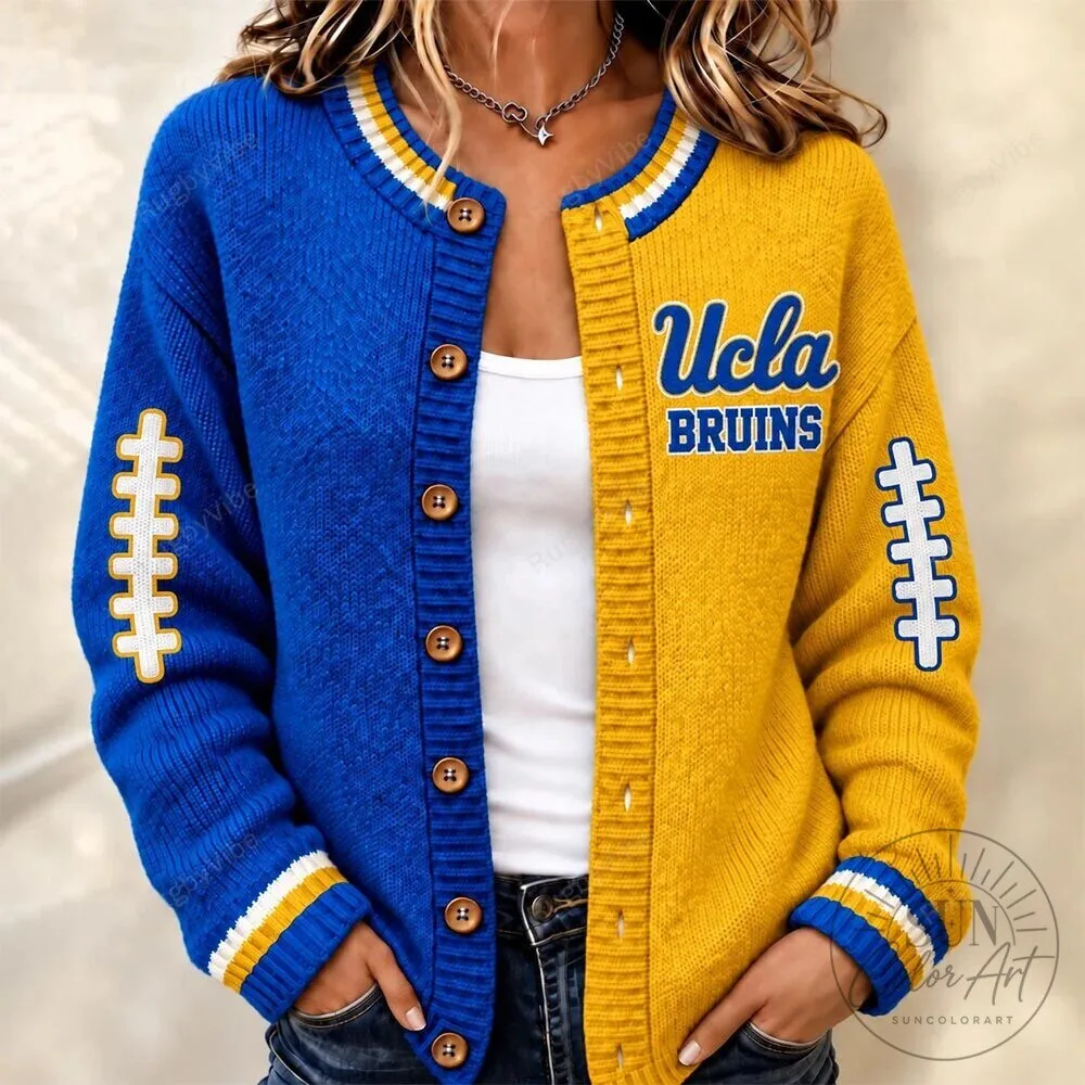 UCLA Bruins Football Team Split Color Cardigan Sweater