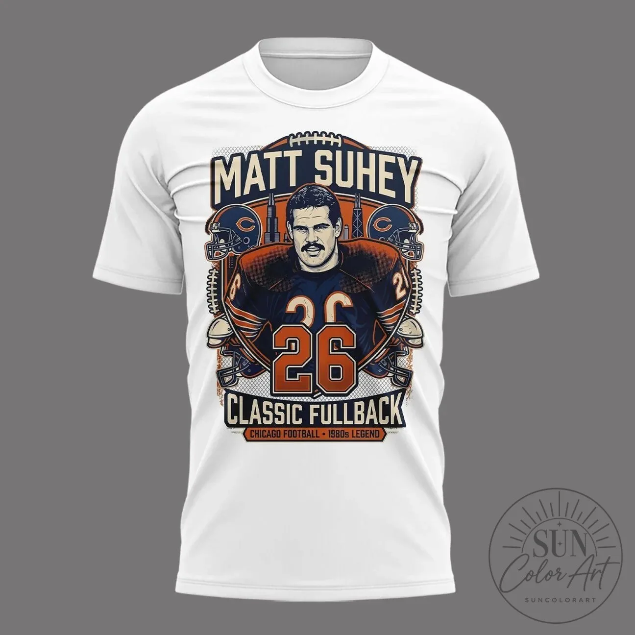 Chicago Bears Matt Suhey Football T-Shirt - Classic Fullback Number 26 Fan Apparel 8 Chicago Bears Matt Suhey Football T-Shirt - Classic Fullback Number 26 Fan Apparel