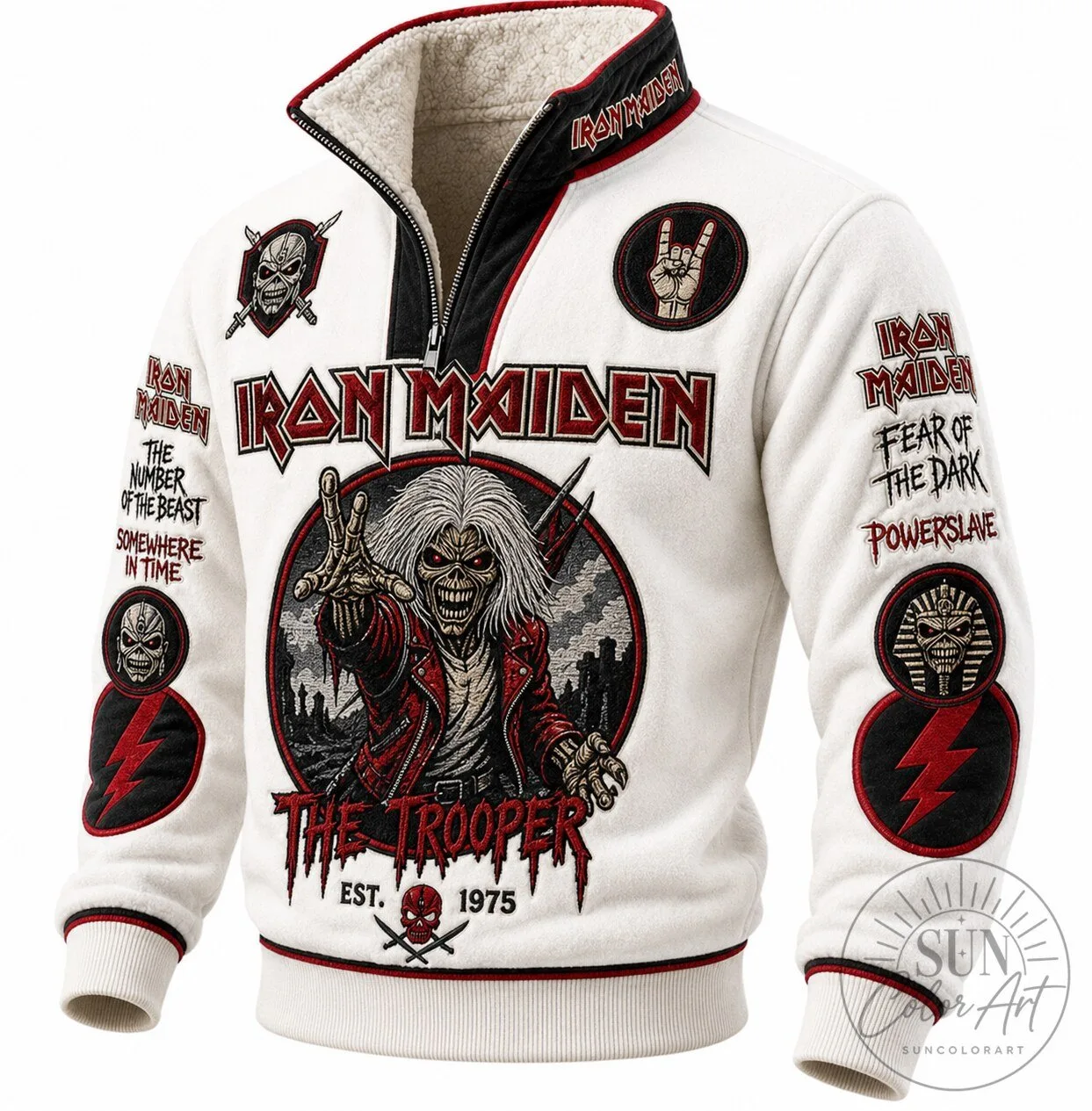 Iron Maiden The Trooper Eddie Half-Zip Stand Collar Fleece Sweatshirt 2 Iron Maiden The Trooper Eddie Half-Zip Stand Collar Fleece Sweatshirt