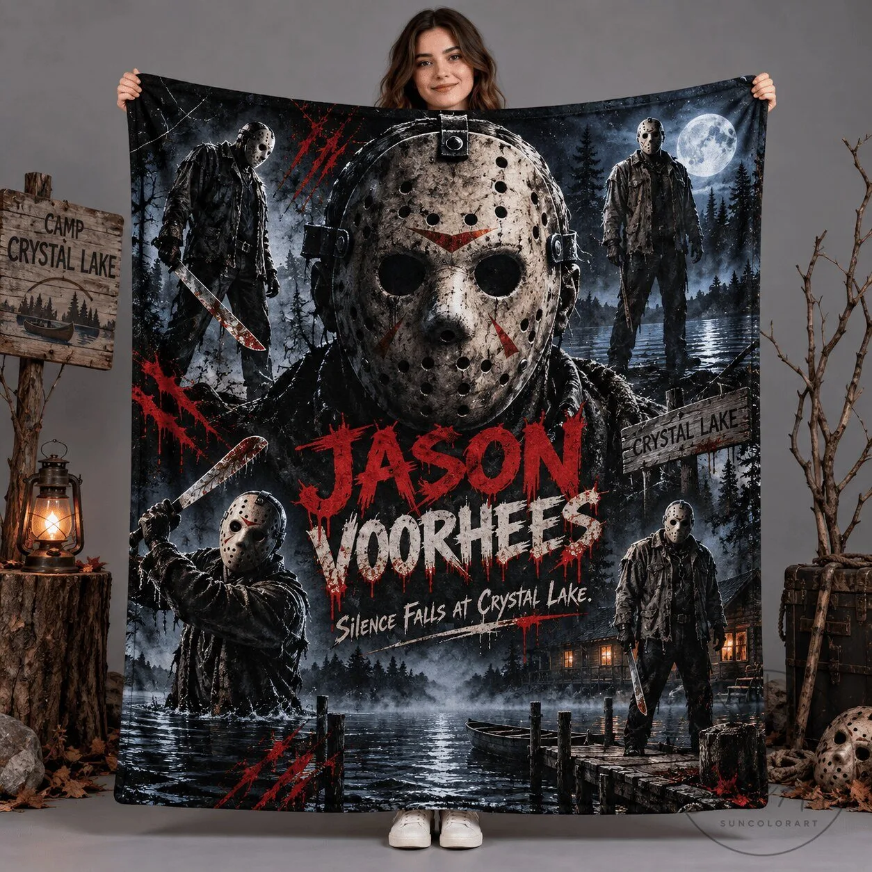 Friday The 13th Jason Voorhees Crystal Lake Horror Movie Fleece Blanket