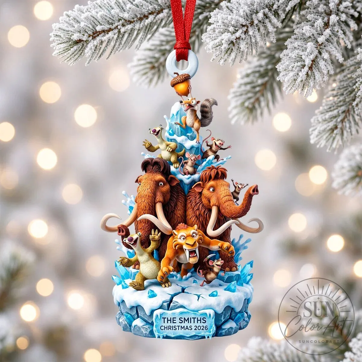 Ice Age Christmas Tree Shaped Custom Name Holiday Ornament