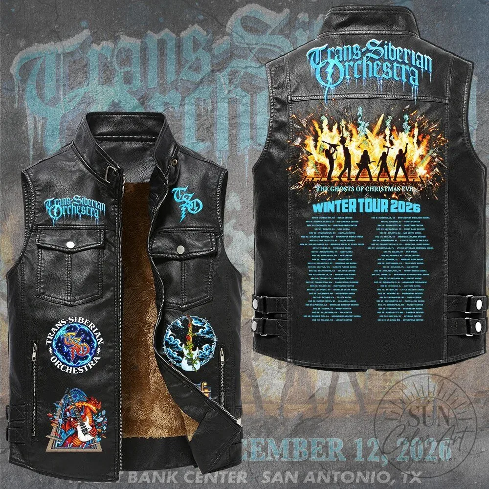 Trans-Siberian Orchestra The Ghosts of Christmas Eve Winter Tour 2026 Leather Vest