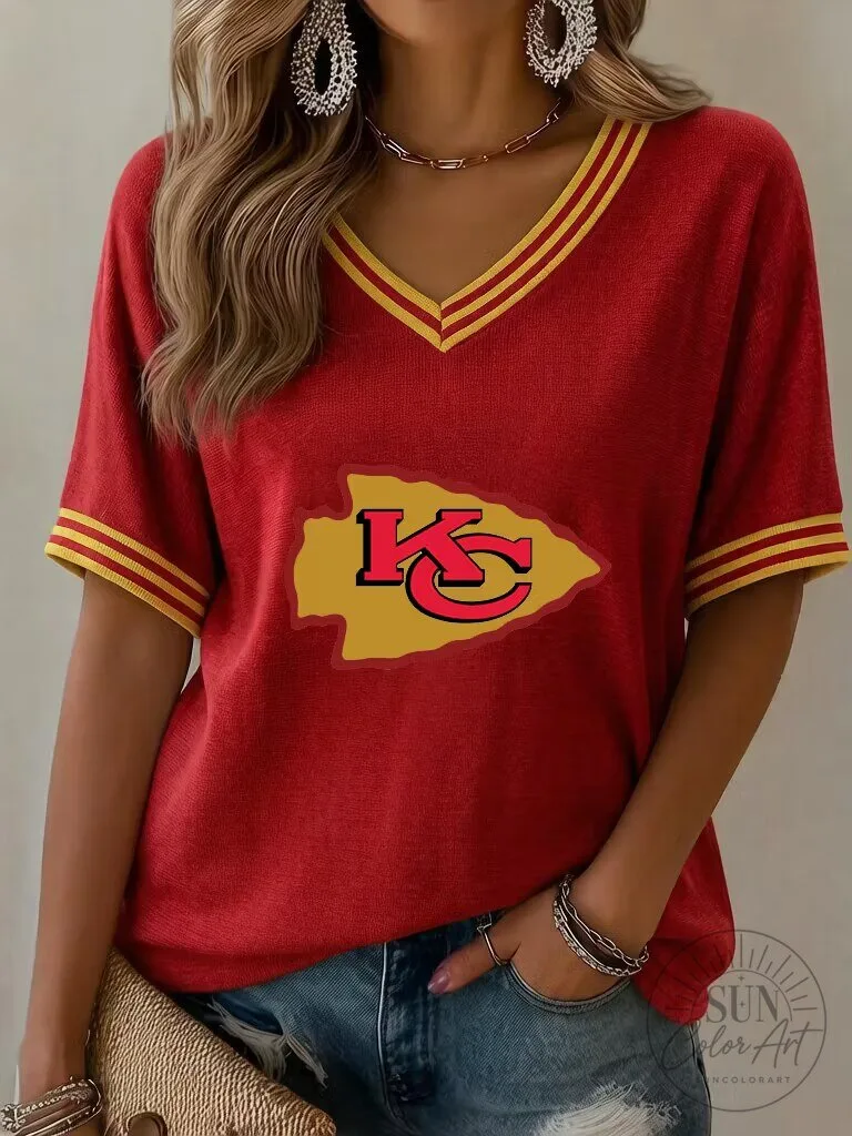Kansas City Chiefs Game Day Apparel V-Neck T-Shirt for Women