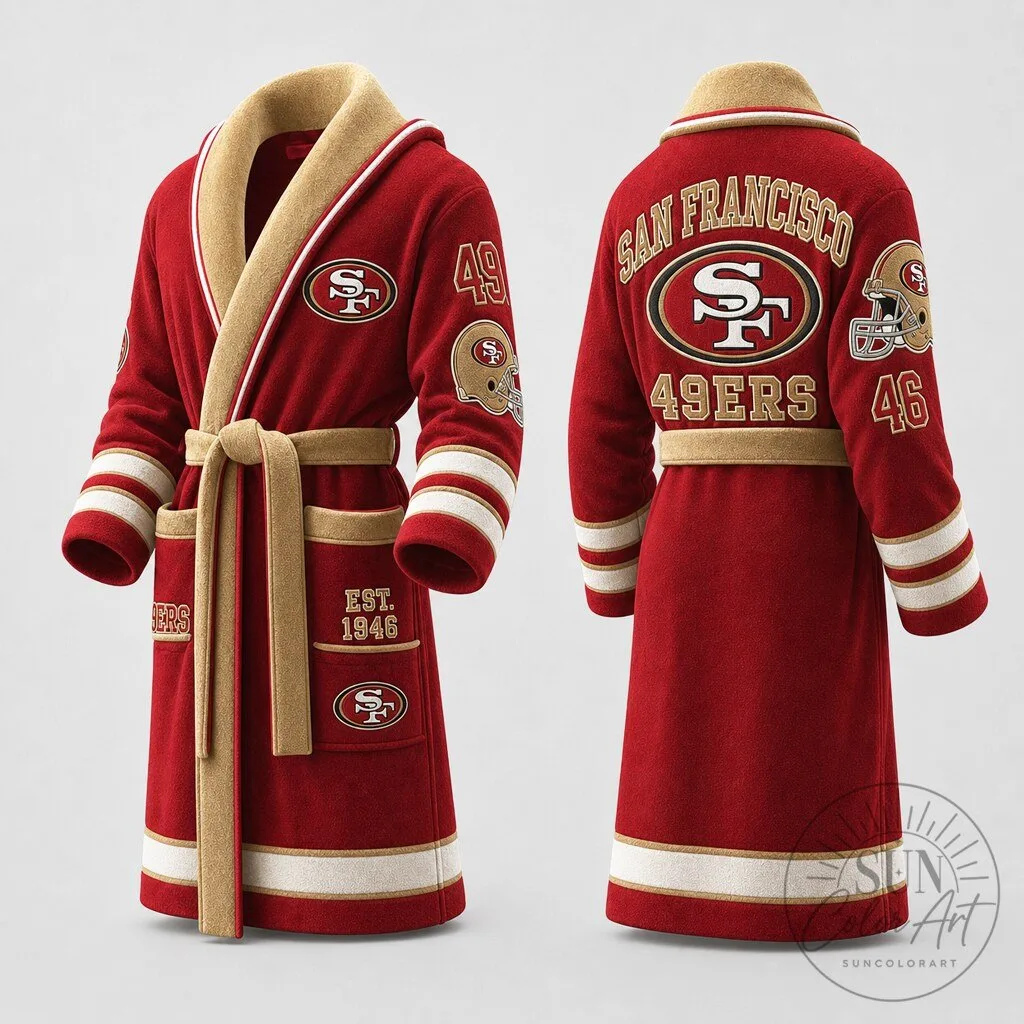 San Francisco 49ers Football Team Plush Fleece Bathrobe