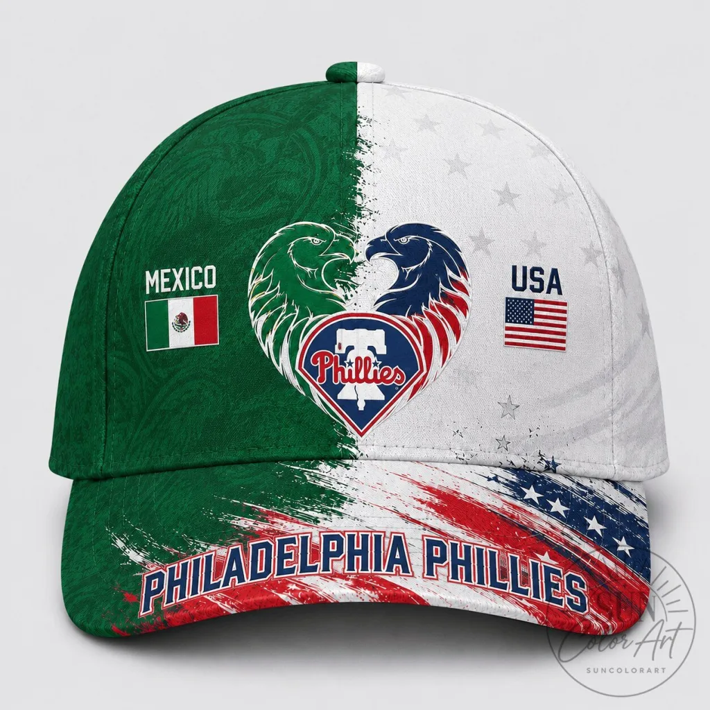 Philadelphia Phillies Mexico USA Dual Pride Baseball Cap Hat Philadelphia Phillies Mexico USA Dual Pride Baseball Cap Hat