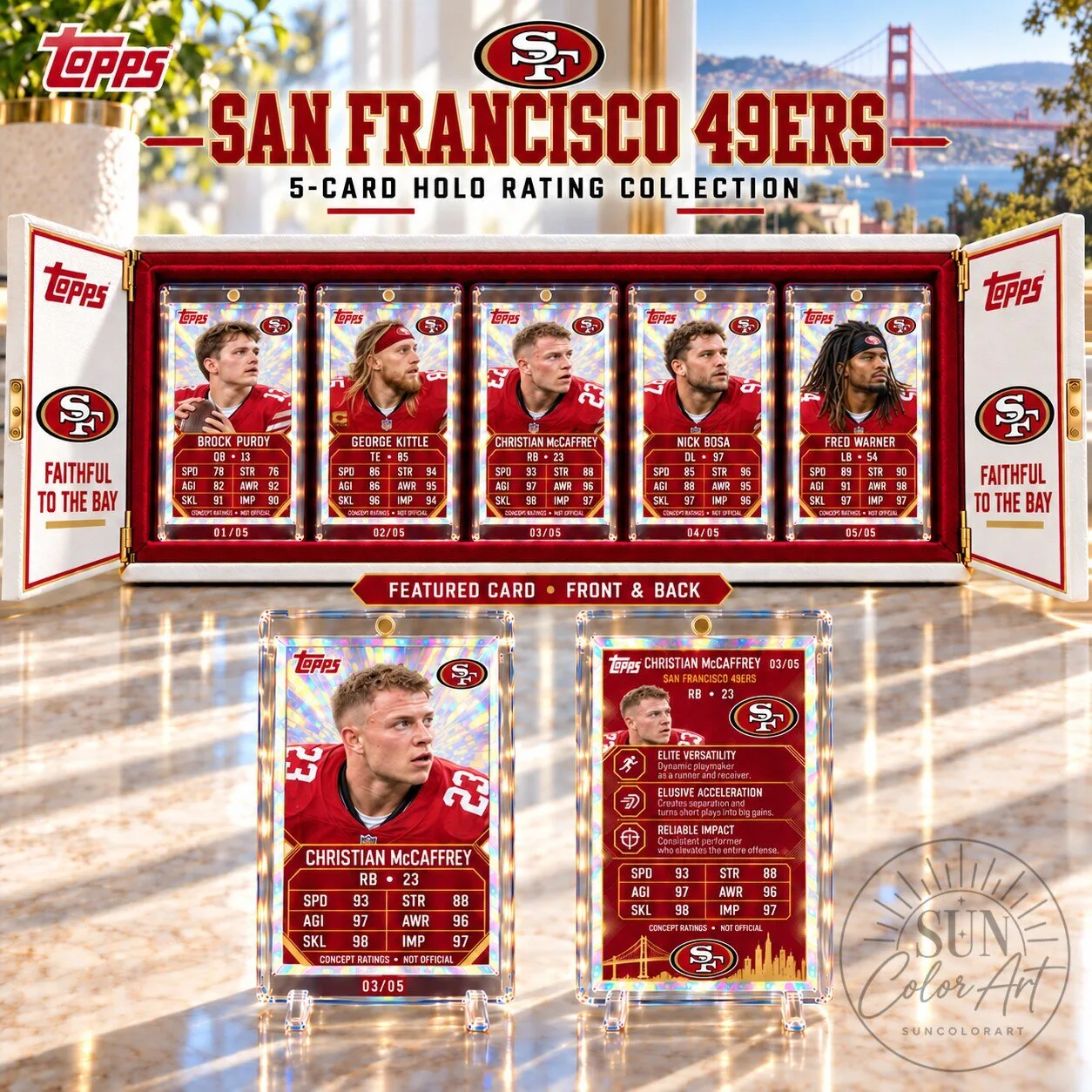 San Francisco 49ers NFL Football Topps 5-Card Holo Rating Collection Box Set