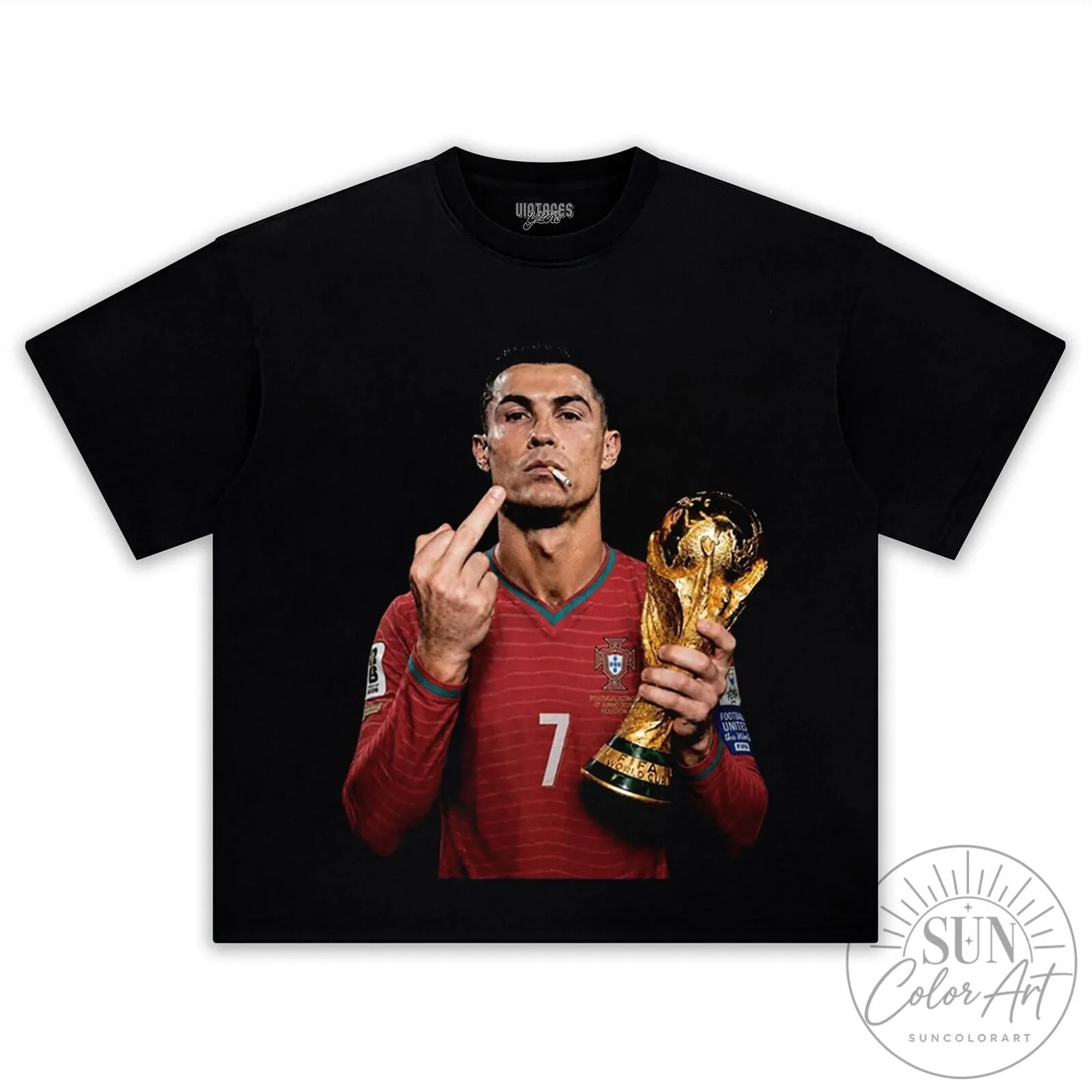 Cristiano Ronaldo World Cup Trophy Celebration Black T-Shirt