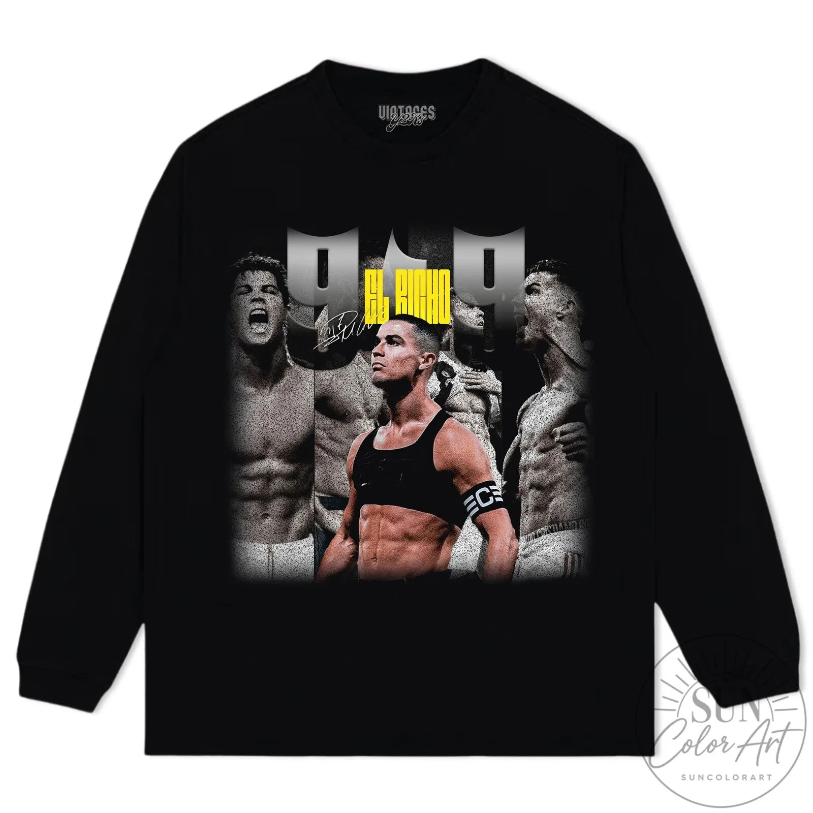 Black Graphic T-Shirt Featuring Cristiano Ronaldo, The GOAT Football Legend El Bicho 20 Black Graphic T-Shirt Featuring Cristiano Ronaldo, The GOAT Football Legend El Bicho