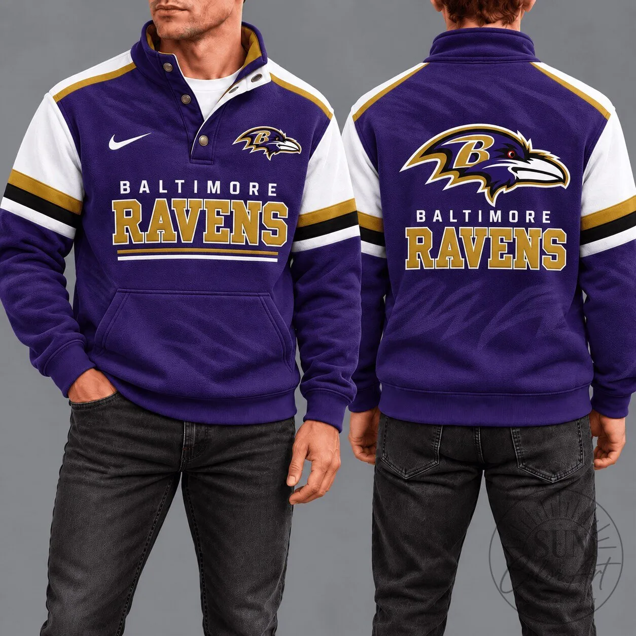 Baltimore Ravens NFL Game Day Premium Snap-Neck Pullover Sweatshirt