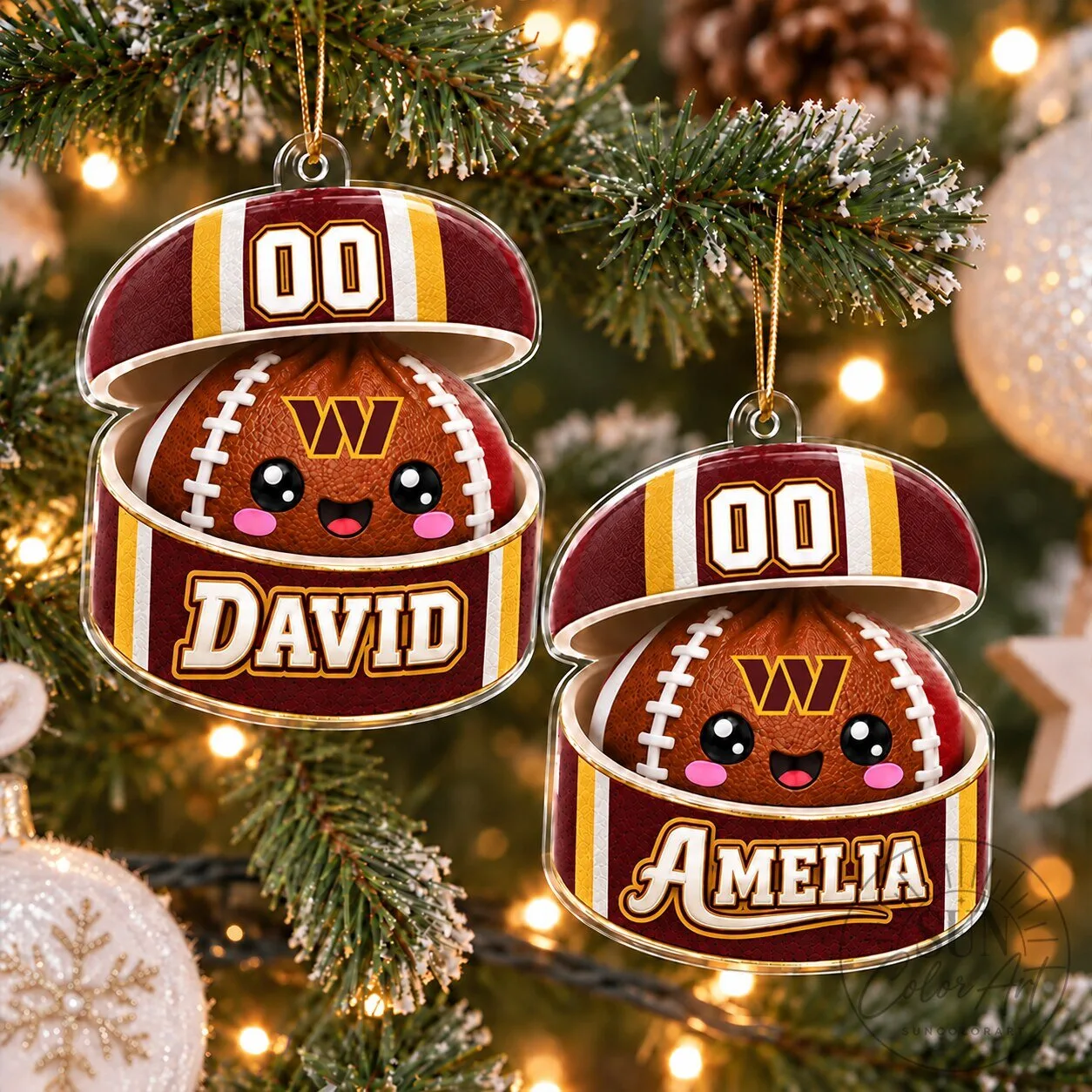 Washington Commanders Football Christmas Ornament Custom Name