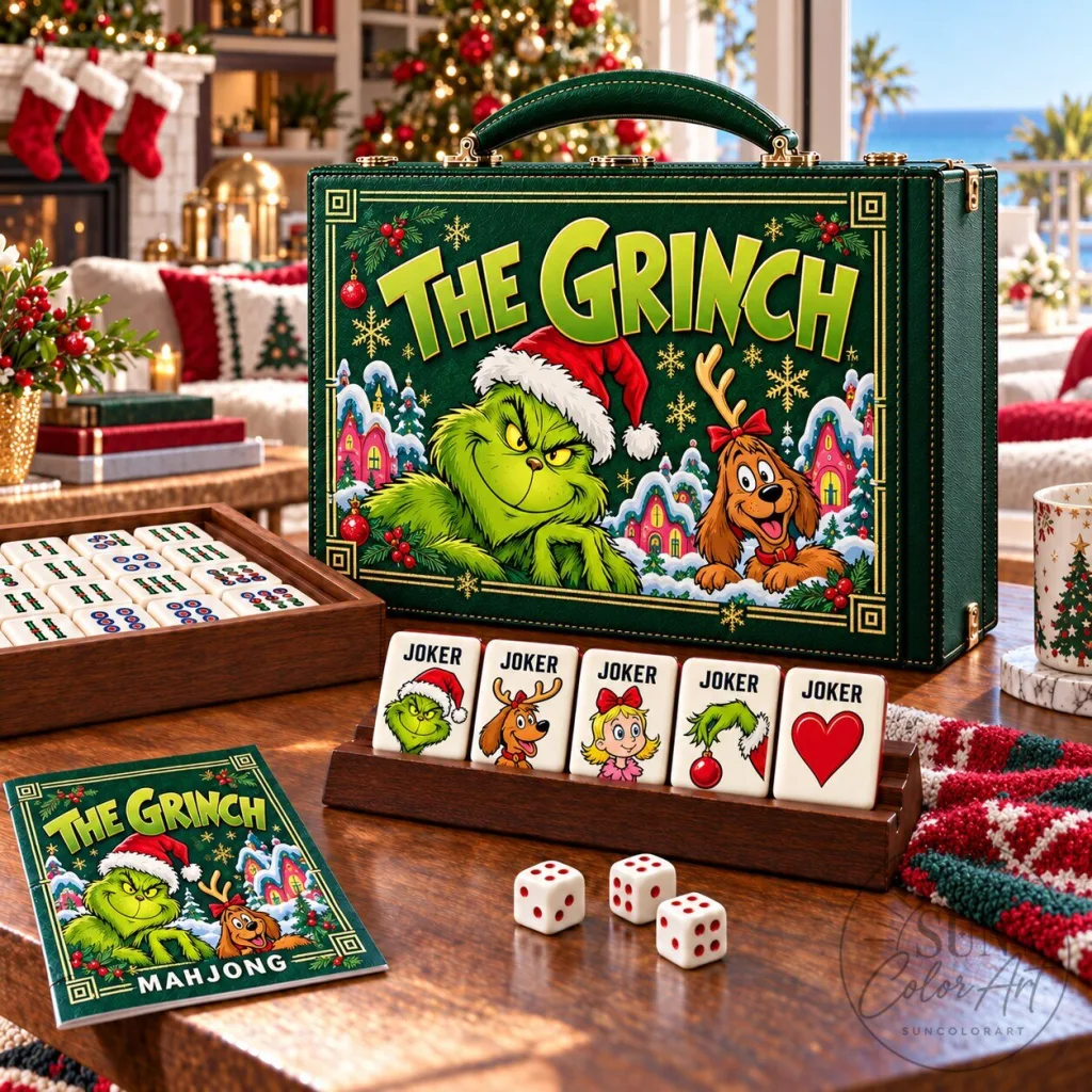 The Grinch Christmas Mahjong Game Set with Storage Case and Tiles The Grinch Christmas Mahjong Game Set with Storage Case and Tiles