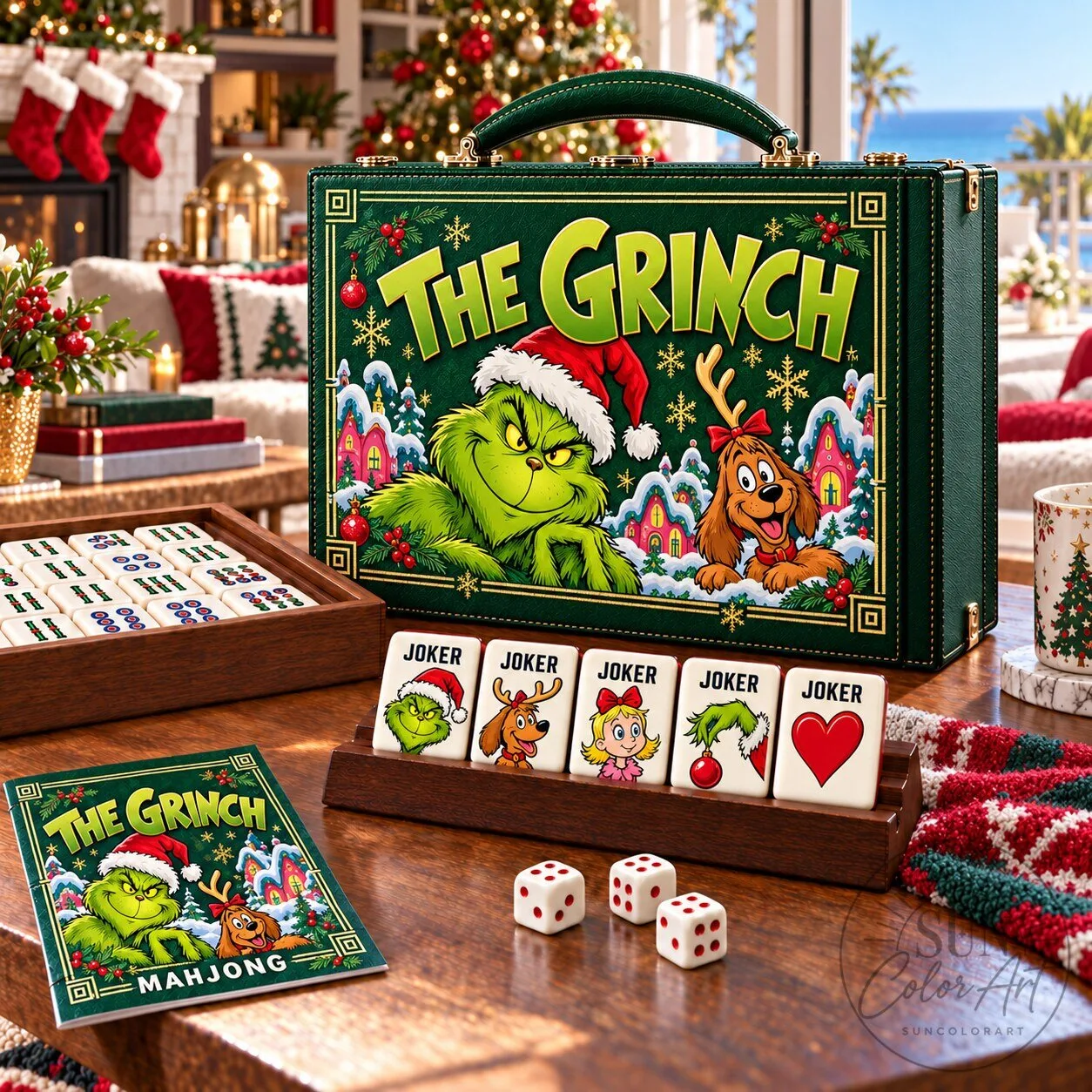 The Grinch Christmas Mahjong Game Set with Storage Case and Tiles 2 The Grinch Christmas Mahjong Game Set with Storage Case and Tiles