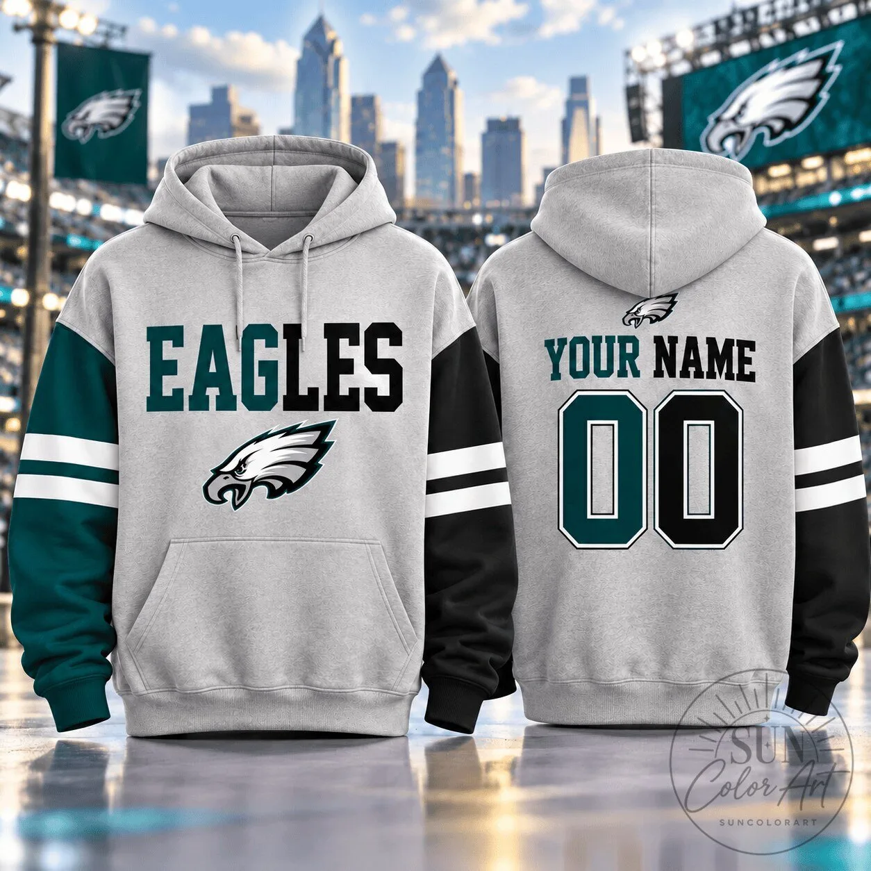 Philadelphia Eagles Custom Name And Number Football Team Hoodie