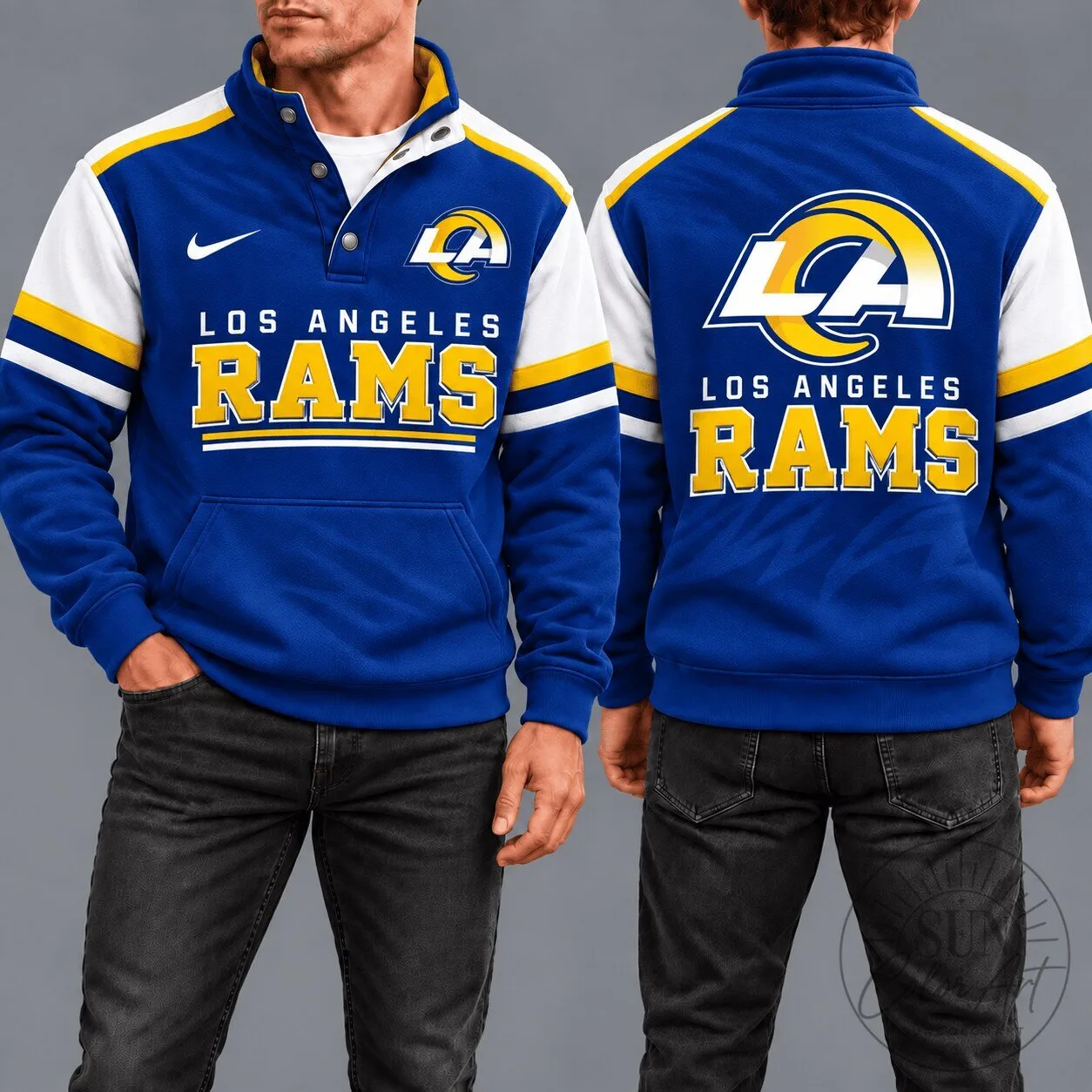 Los Angeles Rams NFL Game Day Snap-Neck Sports Fan Pullover Sweatshirt