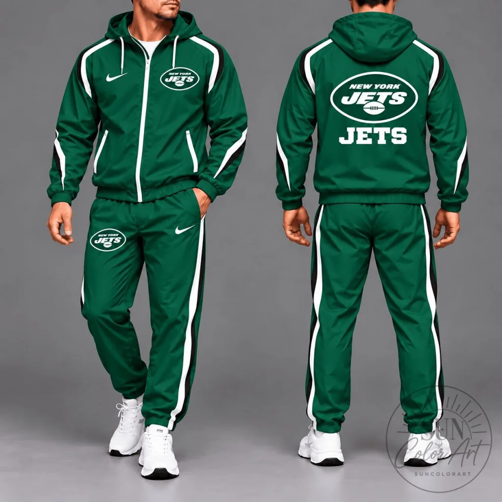 New York Jets National Football League Game Day Full Zip Hooded Jacket and Jogger Pants New York Jets National Football League Game Day Full Zip Hooded Jacket and Jogger Pants