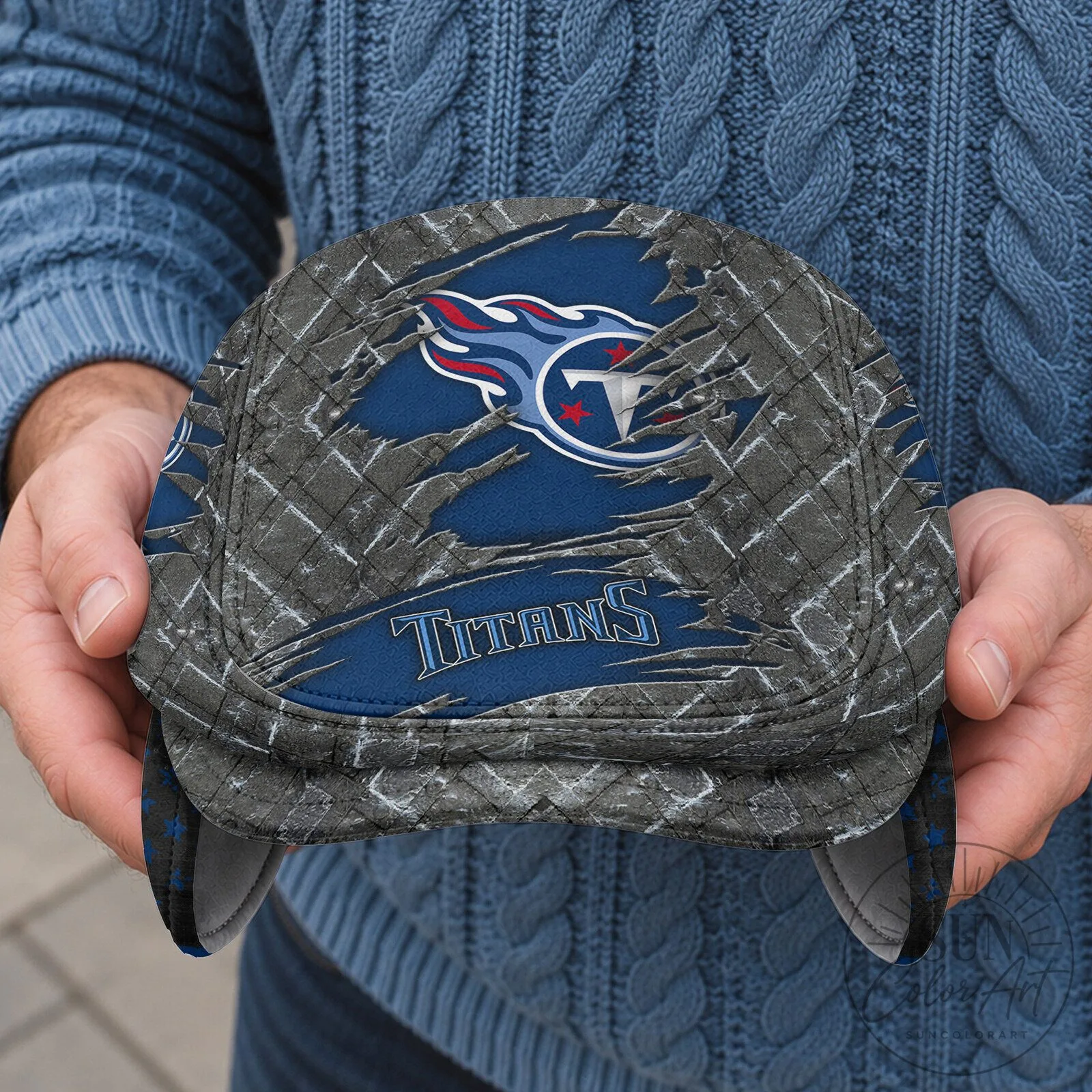 NFL Flat Cap with Foldable Ear Flaps for Tennessee Titans Fans 11 NFL Flat Cap with Foldable Ear Flaps for Tennessee Titans Fans