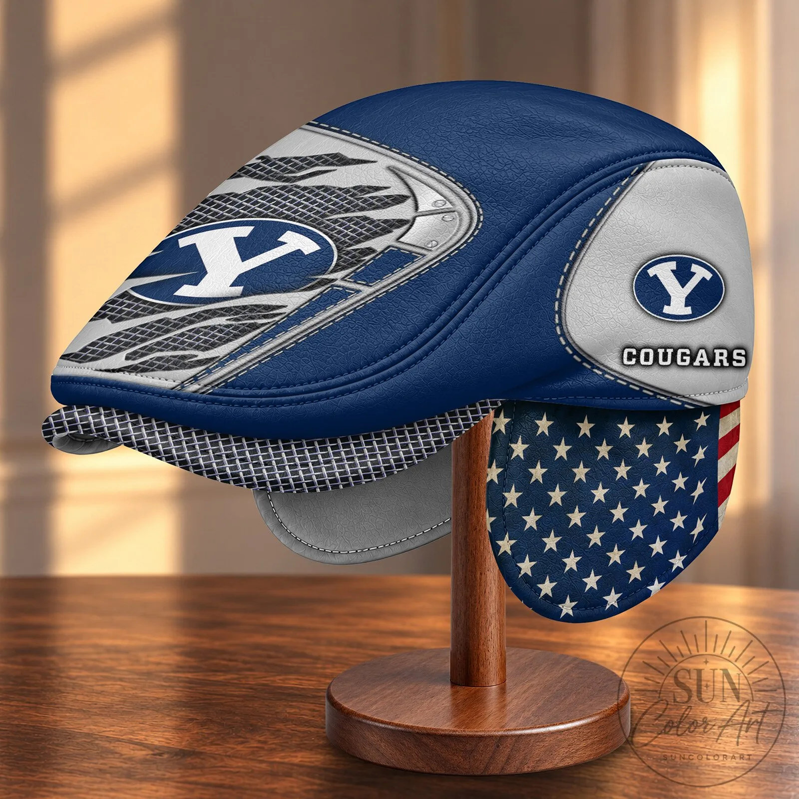 Brigham Young University Cougars NCAA Flat Cap with Foldable Ear Flaps