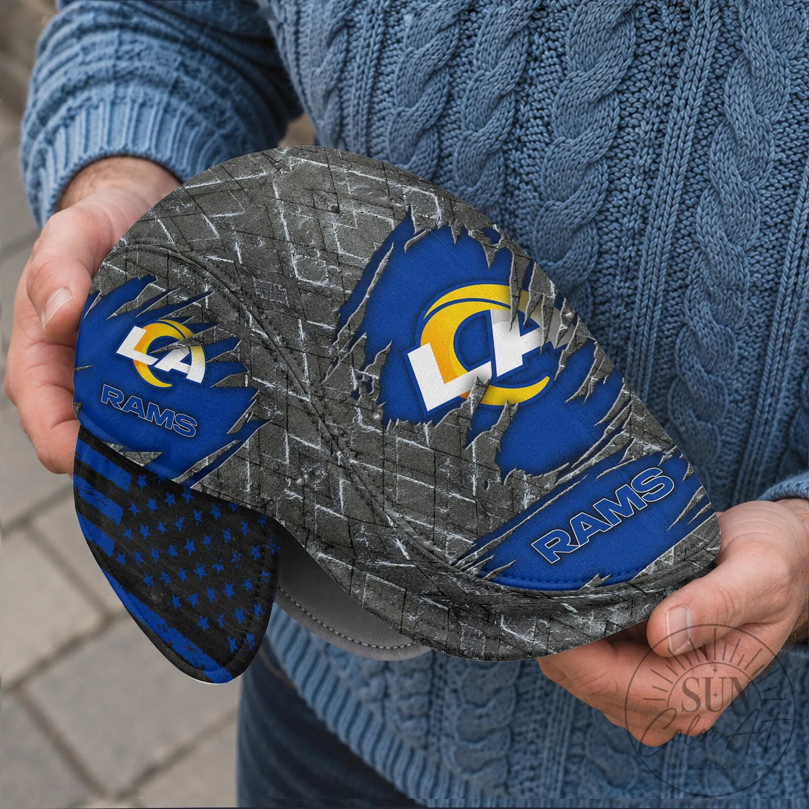 Flat Cap with Foldable Ear Flaps for Los Angeles Rams Football Team 10 Flat Cap with Foldable Ear Flaps for Los Angeles Rams Football Team