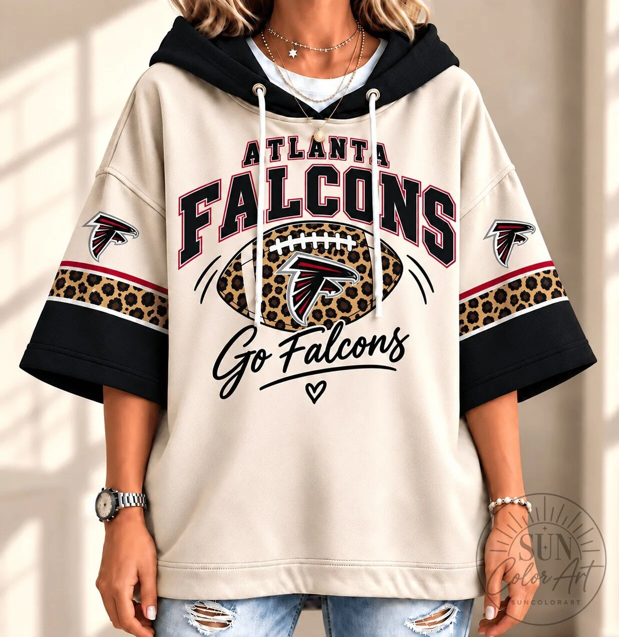 Atlanta Falcons Leopard Print Football Fan Hoodie