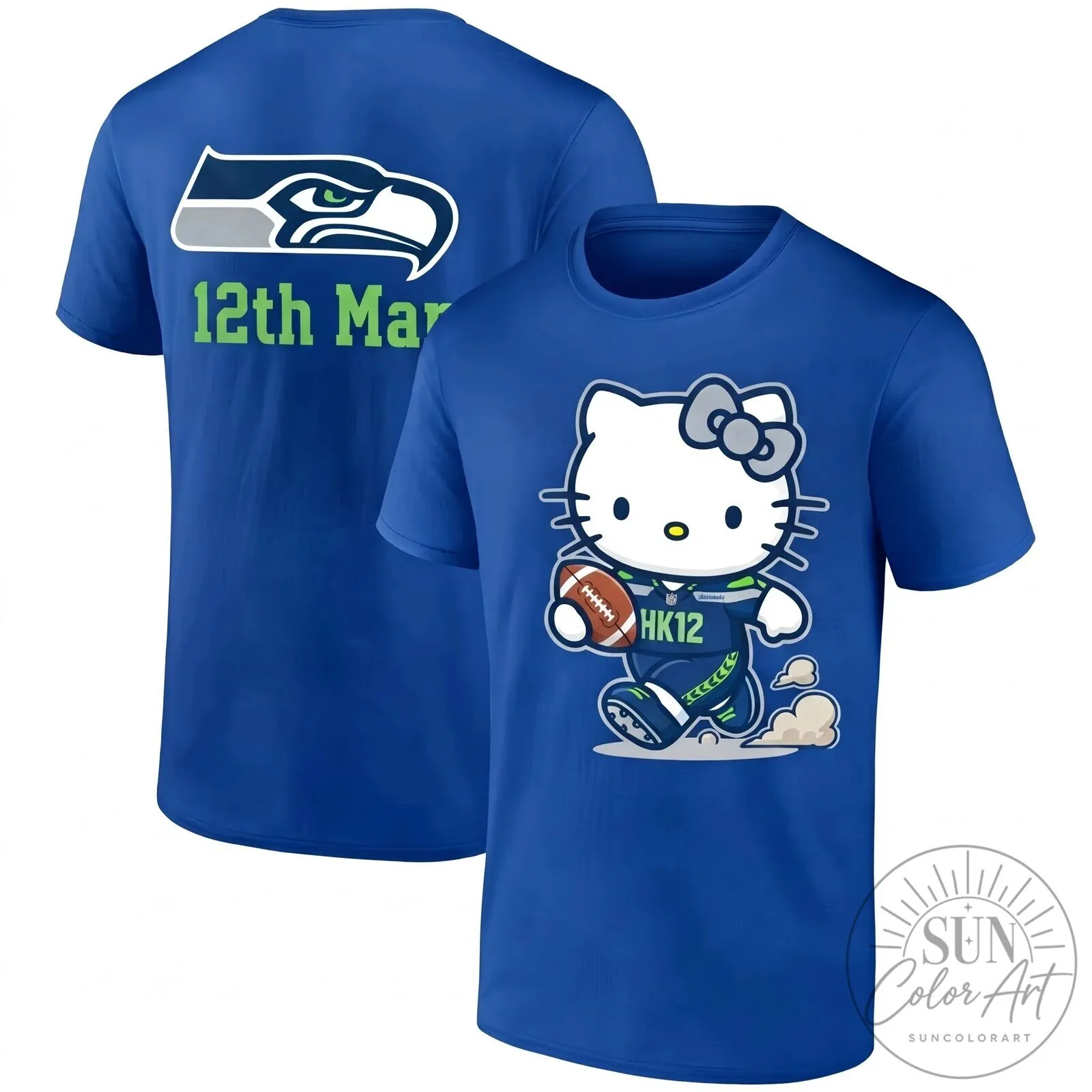 Seattle Seahawks Hello Kitty Football Fan Blue T-Shirt